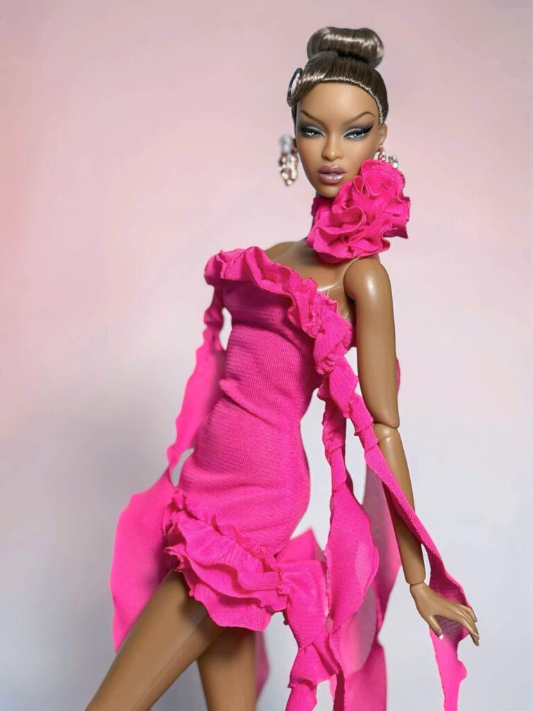 Fuchsia Rhapsody pink ruffle short dress for 30 cm fashion doll