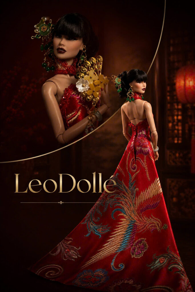 Phoenix Reverie red heritage doll gown for 30 cm fashion doll