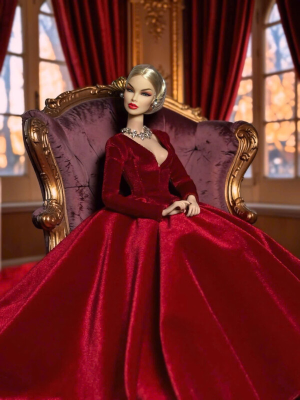 Crimson Nocturne — Velvet Evening Gown
