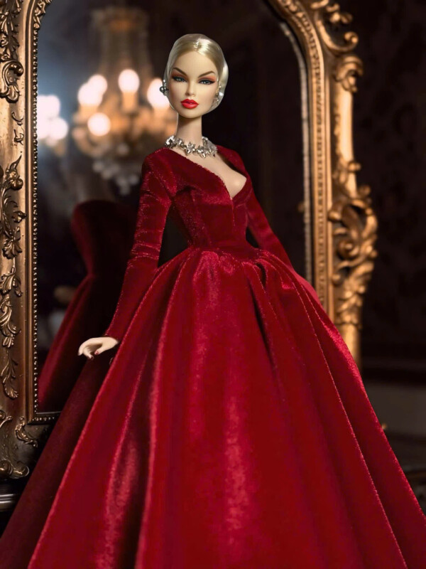 Crimson Nocturne — Velvet Evening Gown