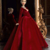 Crimson Nocturne Velvet Evening Gown for 30 cm fashion doll