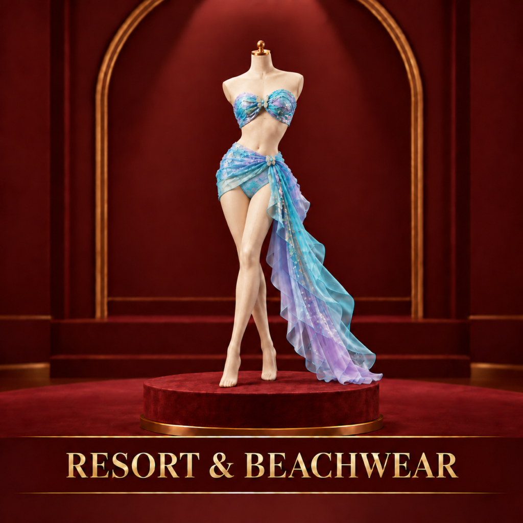 Handmade resort and beachwear for fashion dolls